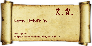 Kern Urbán névjegykártya